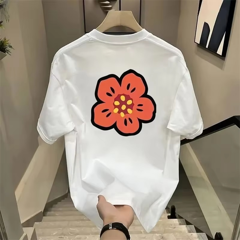 Streetwear Brand Flower - T-shirt in cotone con stampa floreale